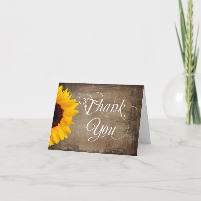 Cartes de remerciement de mariage au tournesol rus (Devant)