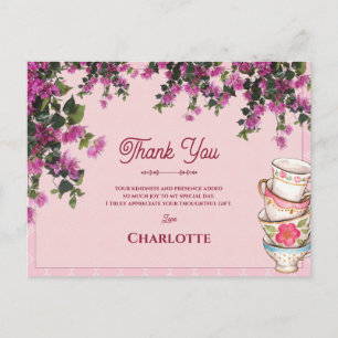 Cartes de remerciement de mariage aux tasses à thé