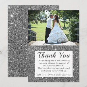 Cartes de remerciement de mariage avec photo Silve