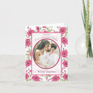 Cartes de remerciement de mariage avec rose rose v
