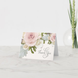 Cartes de remerciement de mariage avec roses paste