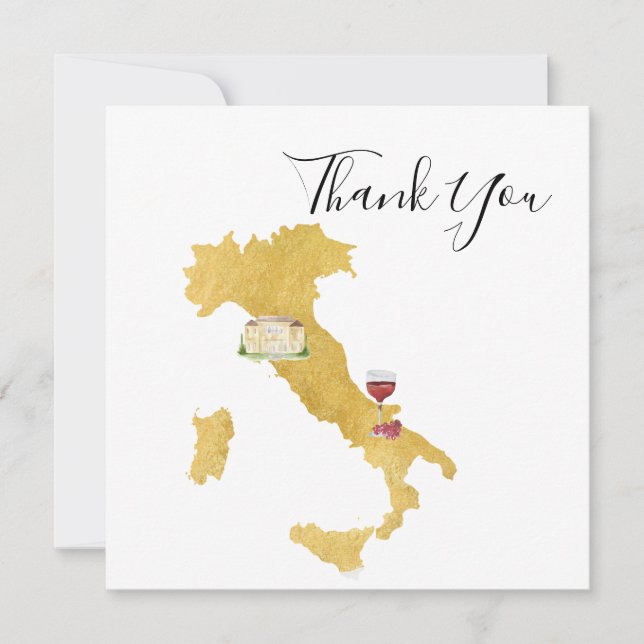 Cartes de remerciement de mariage Benvenuti Italia (Devant)