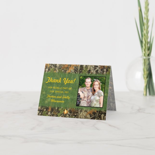 Cartes de remerciement de mariage camouflé (Devant)