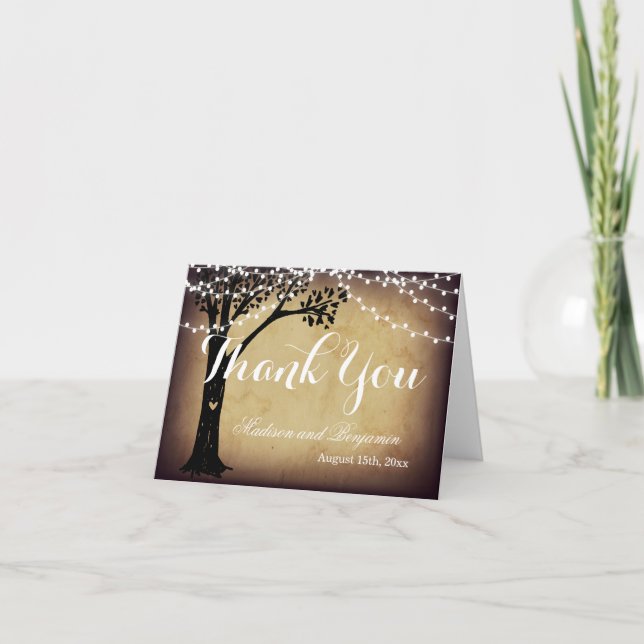 Cartes de remerciement de mariage Chêne Guirlande  (Devant)