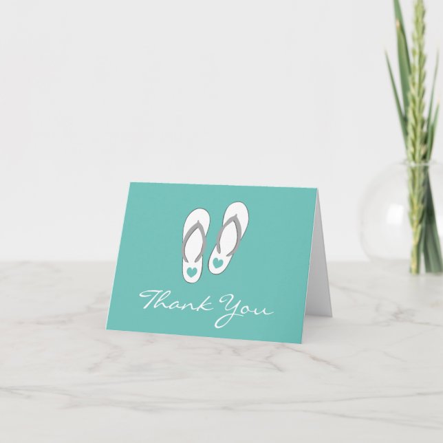 Cartes de remerciement de mariage de plage avec de (Devant)