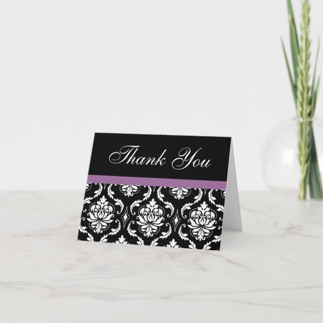 Cartes de remerciement de mariage élégantes en vio (Devant)