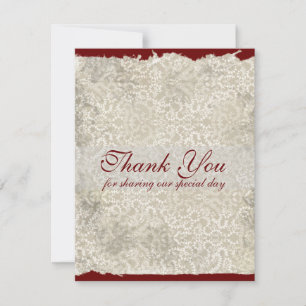Cartes de remerciement de mariage en Damas classiq