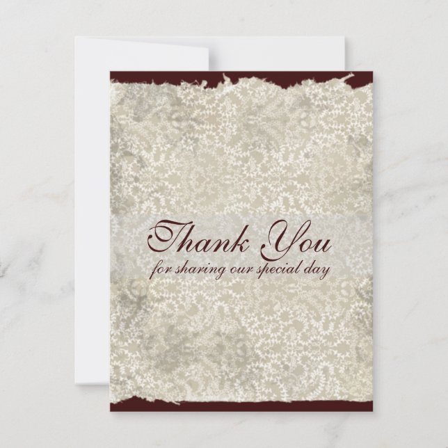 Cartes de remerciement de mariage en damas classiq (Devant)