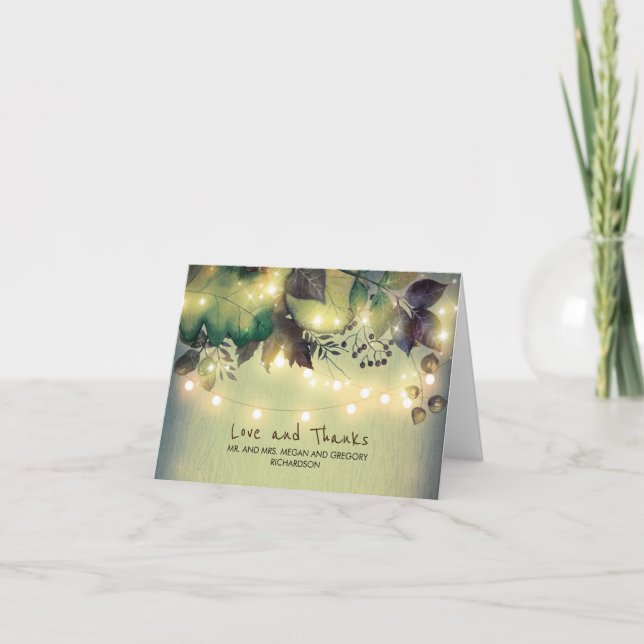 Cartes de remerciement de mariage Feuilles de bois (Devant)