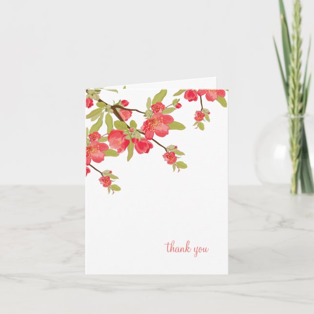 Cartes de remerciement de mariage Fleurs de cerisi (Devant)