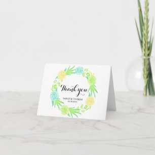 Cartes de remerciement de mariage florales à l'aqu