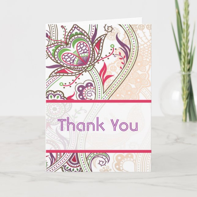 Cartes de remerciement de mariage florales rétro (Devant)