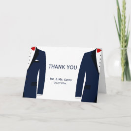 Cartes de remerciement de mariage gay bleu blanc