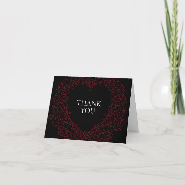 Cartes de remerciement de mariage gothique à coeur (Devant)