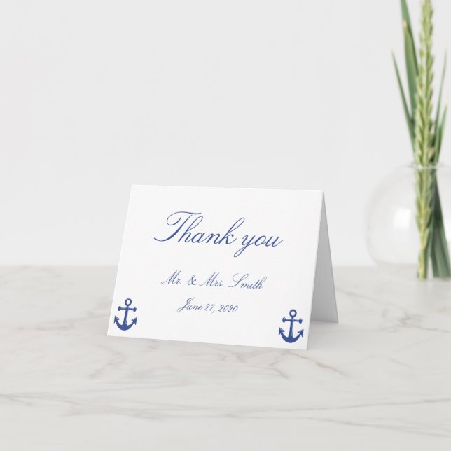 Cartes de remerciement de mariage nautique (Devant)