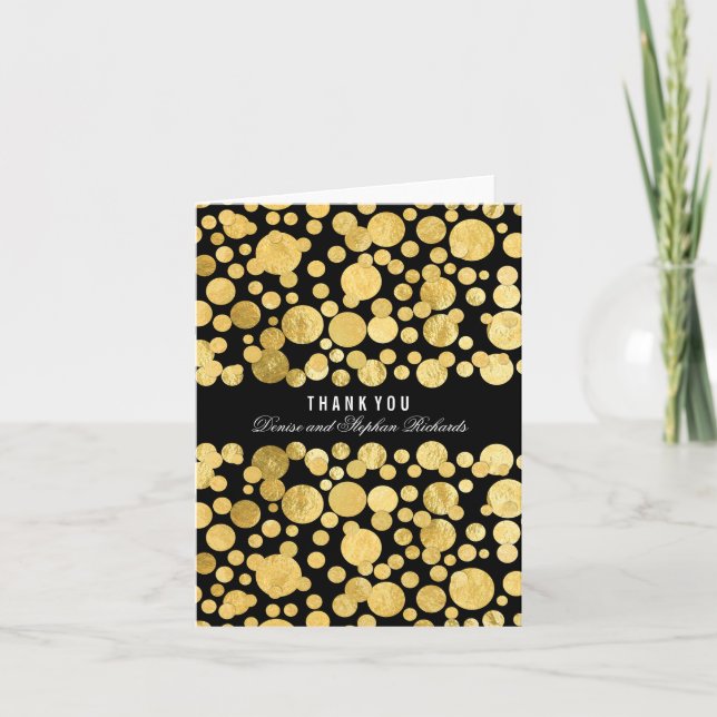 Cartes de remerciement de mariage noir Confetti en (Devant)