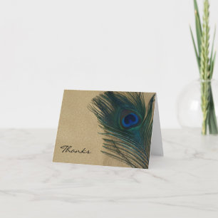 Cartes de remerciement de mariage Paon Or Métalliq