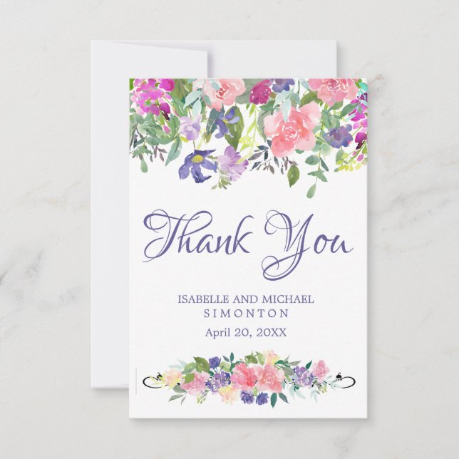 Cartes de remerciement de mariage personnalisées P (Devant)