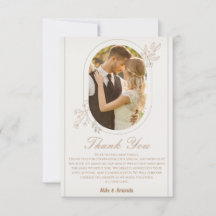 Cartes de remerciement de mariage photo à écriture