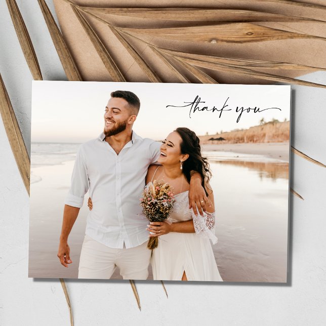 Cartes de remerciement de mariage photo à petit bu (Simple Budget Wedding Photo Thank You Postcards)
