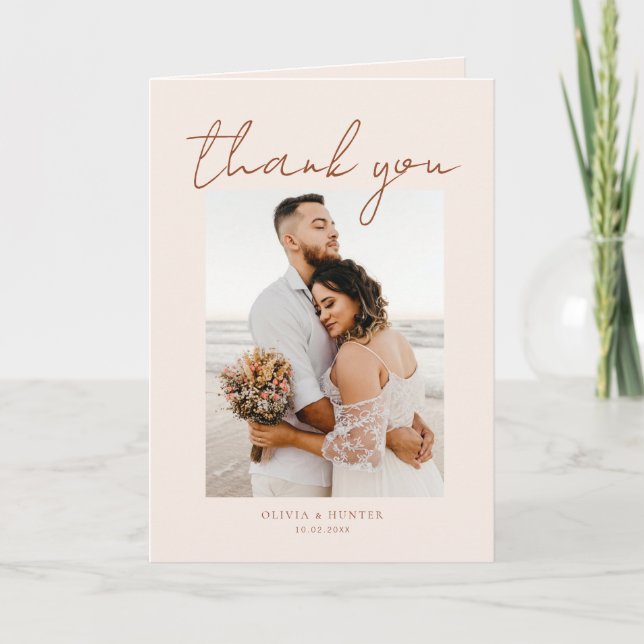 Cartes de remerciement de mariage photo minimalist (Devant)