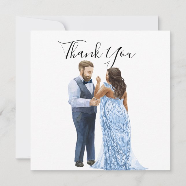 Cartes de remerciement de mariage pour couple inte (Devant)