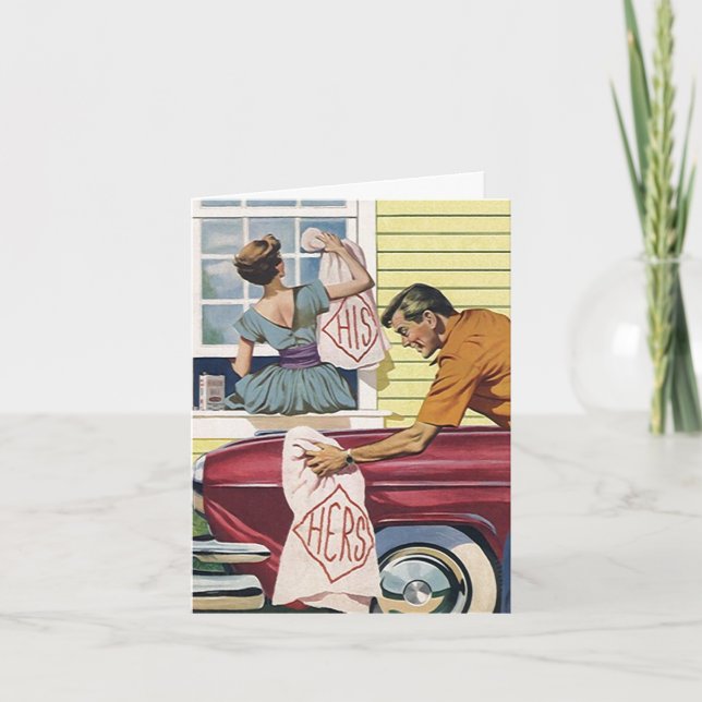 Cartes de remerciement de mariage rétro petites et (Devant)