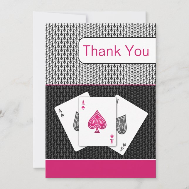 cartes de remerciement de mariage rose 3 as vegas (Devant)