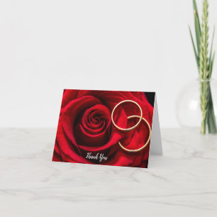 Cartes de remerciement de mariage Rose Rouge avec 