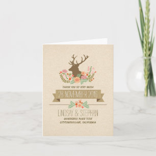 Cartes de remerciement de mariage rustique pour pa