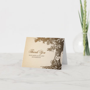 cartes de remerciement de mariage sous un vieux ch