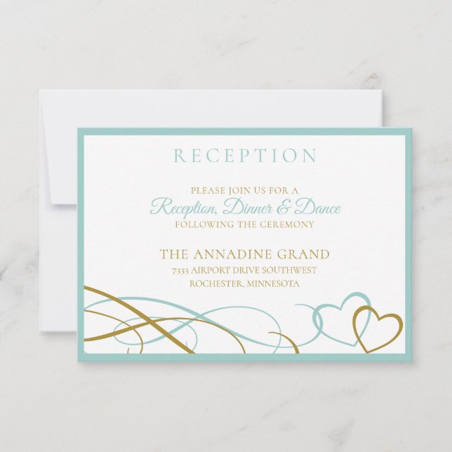 Cartes de Remerciement de Mariage - Turquoise et O (Devant)