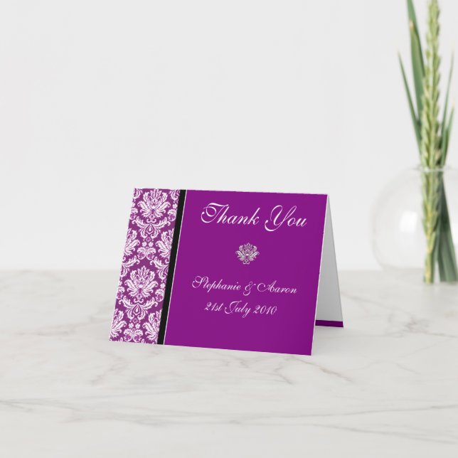 Cartes de remerciement de mariage violet (Devant)