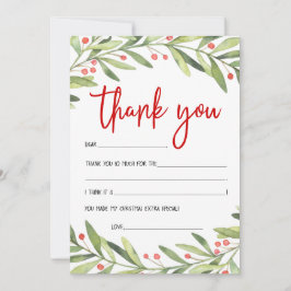 Cartes de remerciement de Noël pour enfants
