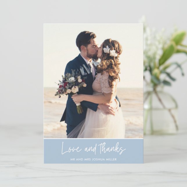 Cartes de remerciement de photo de mariage à la pl (Debout devant)