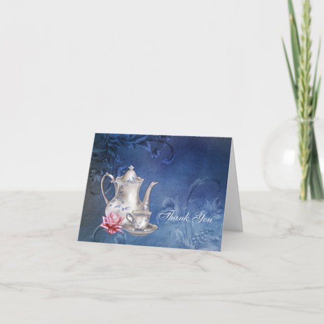Cartes de remerciement de thé de mariage bleu (Devant)