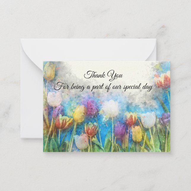 Cartes de Remerciement des tulipes d'aquarelle (Devant)