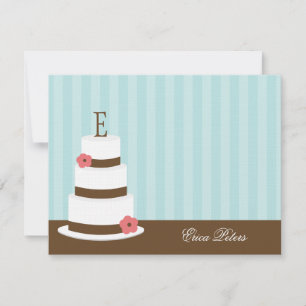 Cartes de remerciement du gâteau Monogramme - Bleu