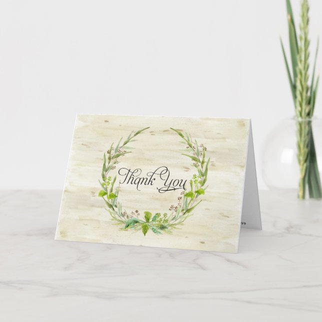 Cartes de remerciement Écorce de bouleau bois feui (Devant)