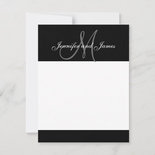 Cartes de Remerciement Élégantes Monogramme et Nom (Devant)
