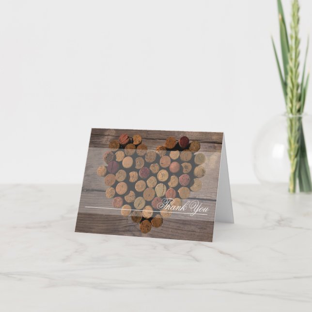 Cartes de remerciement en bouchon de vin rustique (Devant)