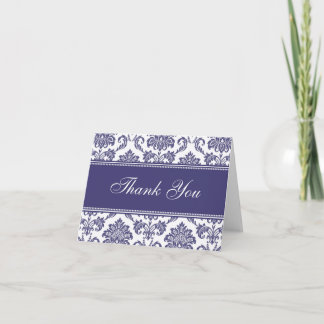 Cartes de remerciement en Damas bleu