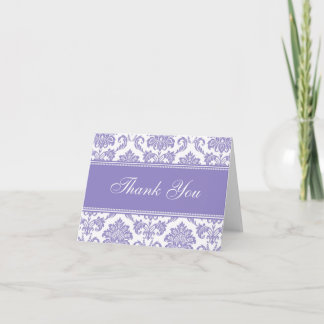 Cartes de remerciement en damas violet