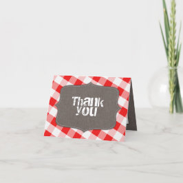 Cartes de remerciement en toile à carreaux rouges 