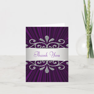 Cartes de remerciement en velours violet argenté