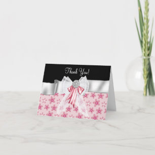 Cartes de remerciement Fleurs Noires Roses Nœud