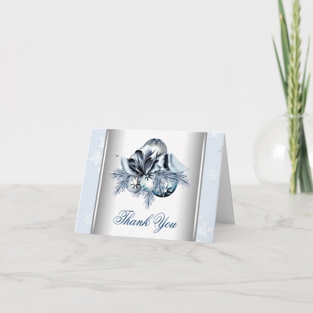 Cartes de remerciement Flocon de neige bleu d'hive (Devant)