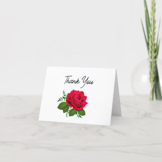 Cartes de remerciement florales avec rose rouge él