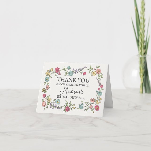 Cartes de remerciement florales lumineuses pour un (Devant)