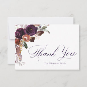 Cartes de remerciement florales or et Bourgogne vi